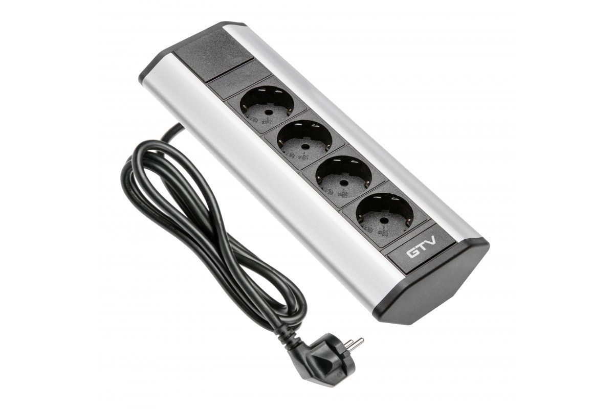 Kutna konzola 4x Schucko utičnica, kabel, siva