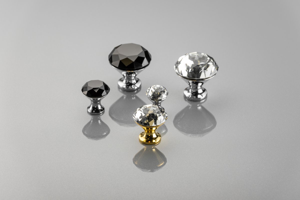 Dugme ručkica Crystal Palace B 30 mm (KROM + KRISTAL)