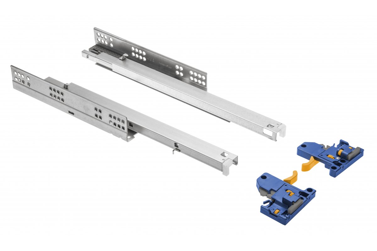 Kuglična vodilica MODERN SLIDE 3D za drvene ladice sa samozatvaranjem, 18 mm (potpuno izvlačenje), L=350