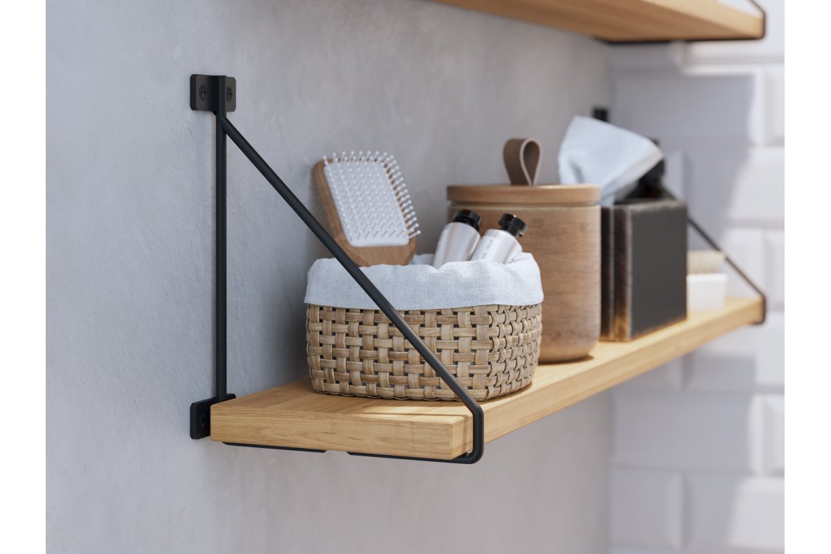 Nosač police BAR, 20x16 cm, crni mat