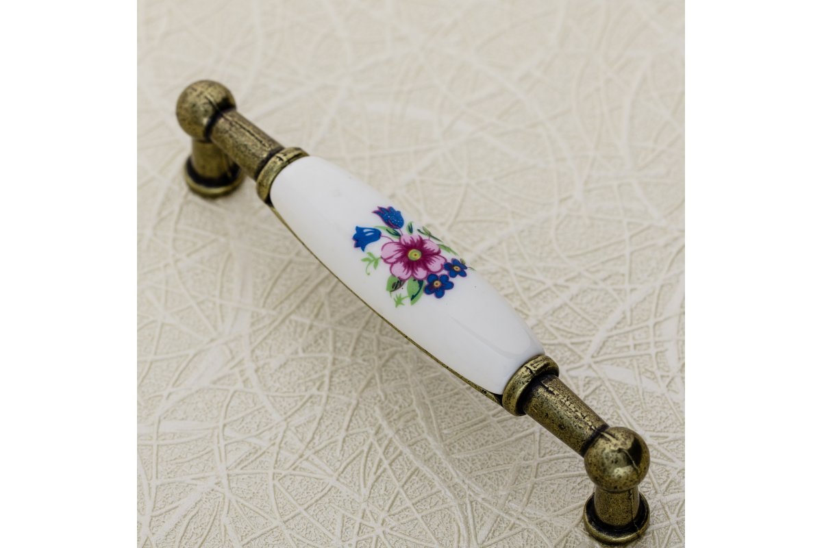 Porculanska ručkica (staro zlato) ružičasti cvijet, L-96 / WP-0728 BR