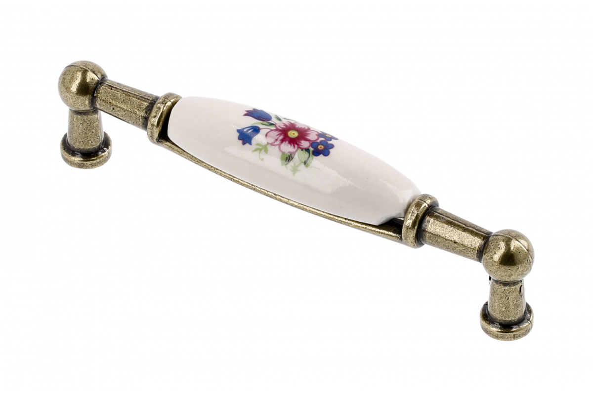 Porculanska ručkica (staro zlato) ružičasti cvijet, L-96 / WP-0728 BR