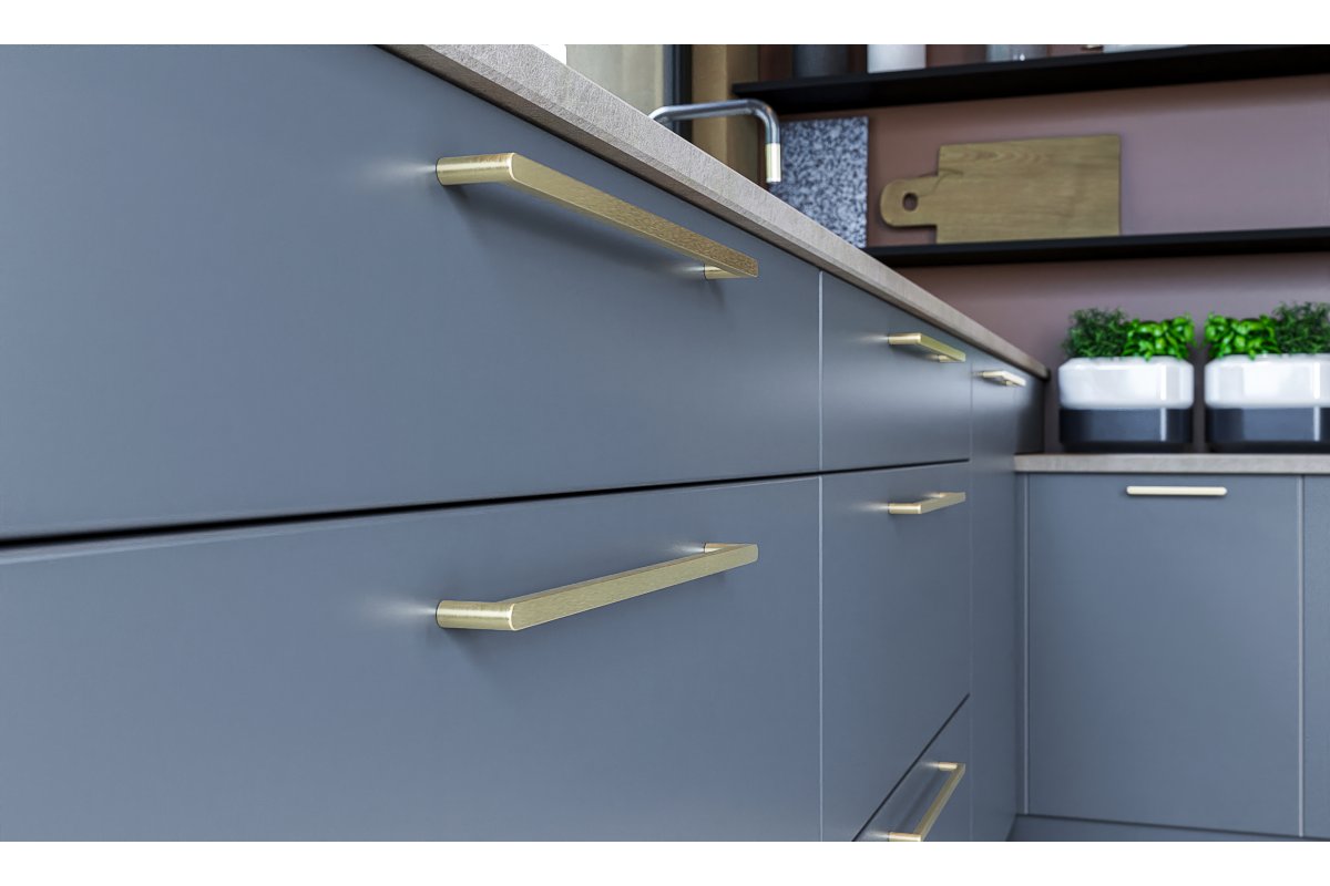 Ručkica  NYXA, C=128 mm, L=138 mm, ZnAl, četkano zlato