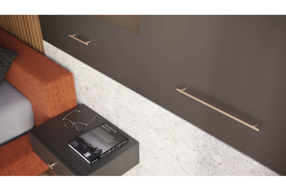 Ručkica  RAY, C=128 mm, L=168 mm, ZnAl, četkano zlato